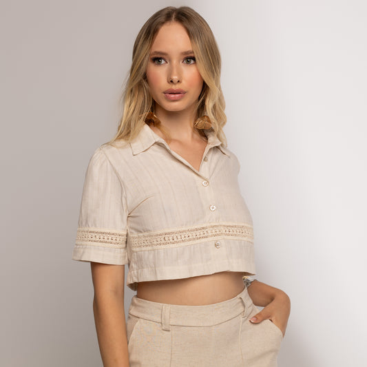 Camisa Gaia Cropped Linho